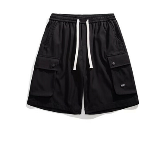 激抵工裝口袋五分褲（黑色）【M-5XL碼】【下單後聯絡客服確認發貨尺碼】