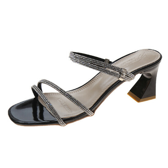 Hot selling rhinestone slippers [black] [size 34-40] (please contact customer service to confirm the delivery size after placing the order)