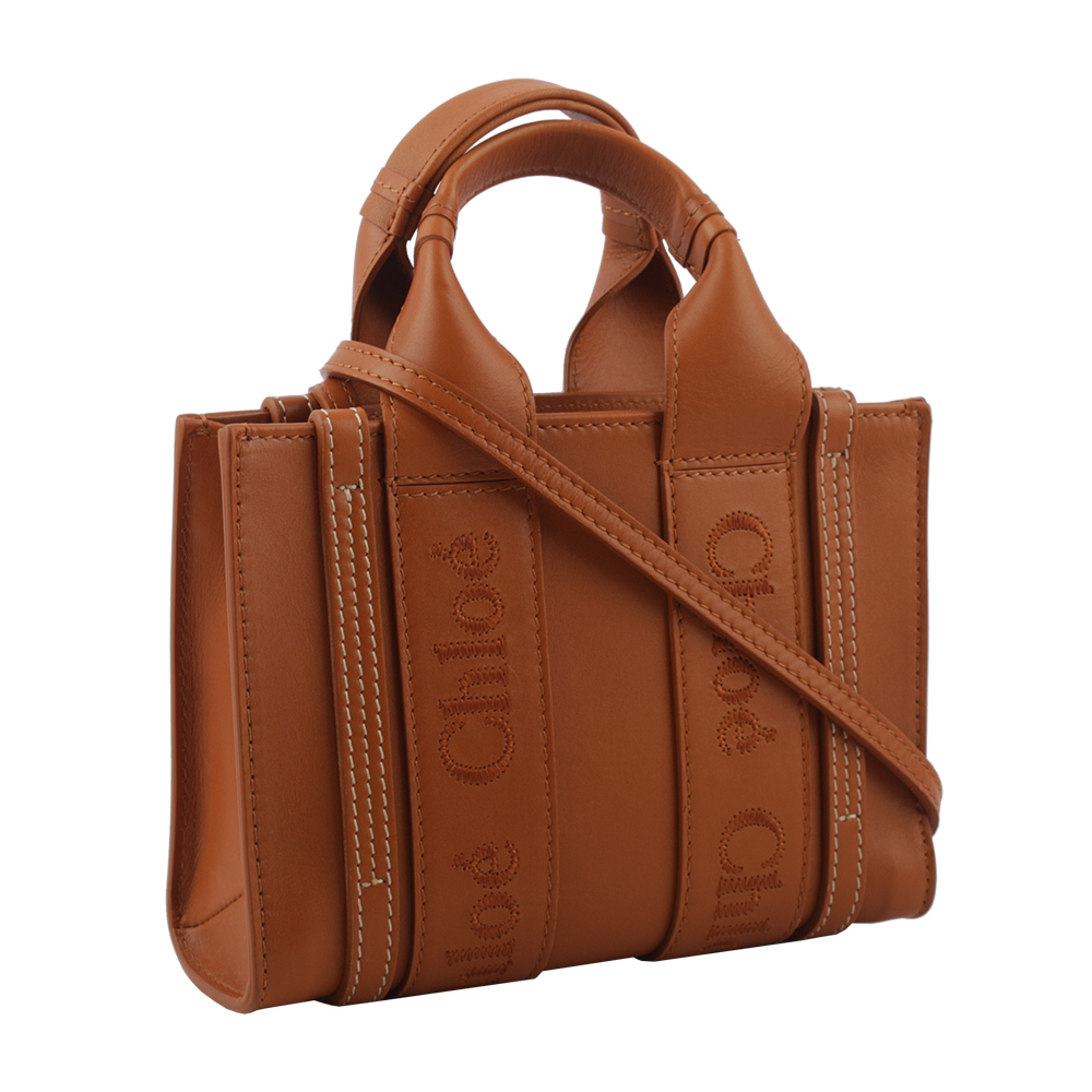 【CHLOE'】Woody 小牛皮手提/斜背二用托特包(迷你)(焦糖色) CHC23SP237I60 247