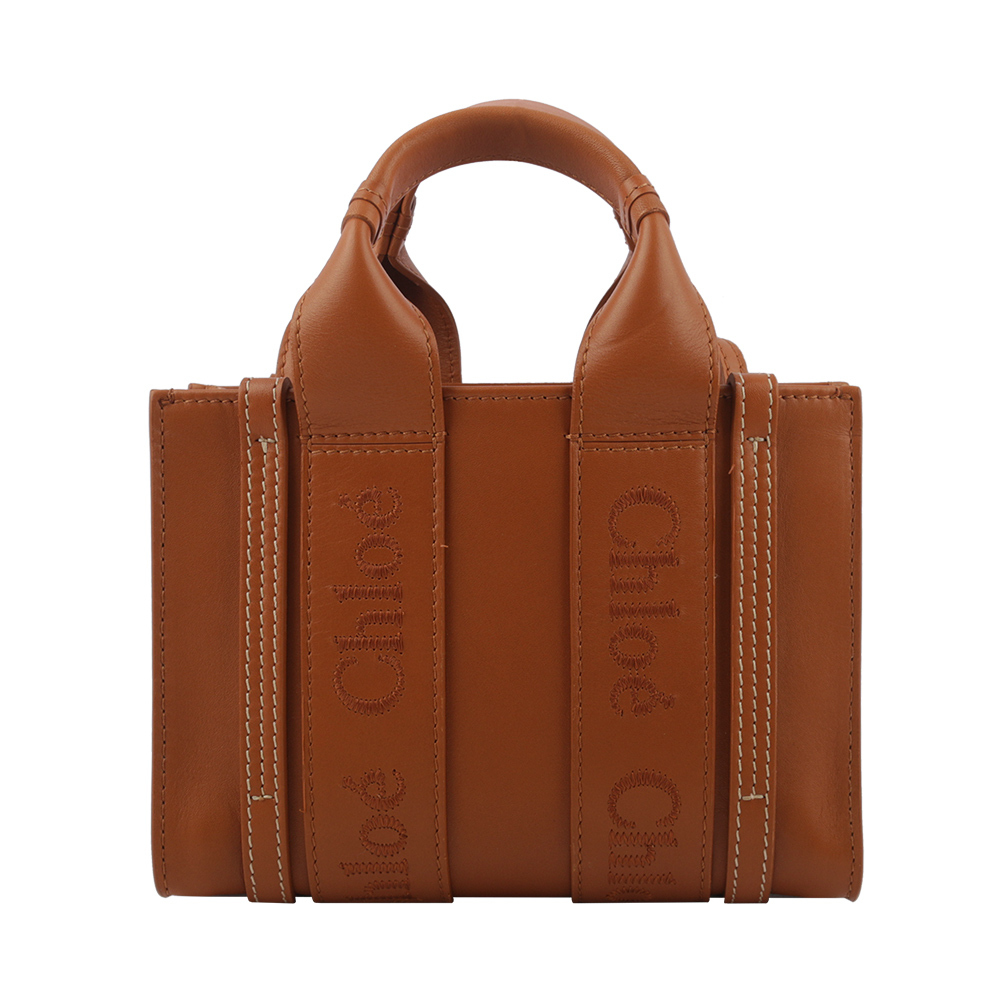 【CHLOE'】Woody 小牛皮手提/斜背二用托特包(迷你)(焦糖色) CHC23SP237I60 247