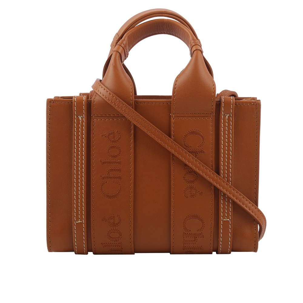 【CHLOE'】Woody 小牛皮手提/斜背二用托特包(迷你)(焦糖色) CHC23SP237I60 247