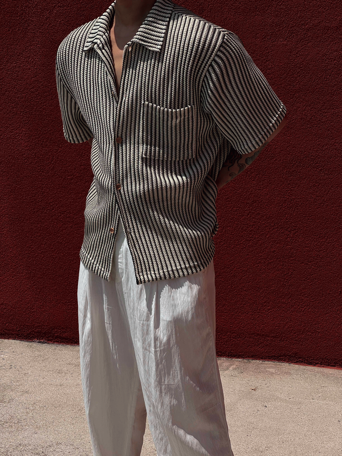 Kerry針織領短袖襯衫