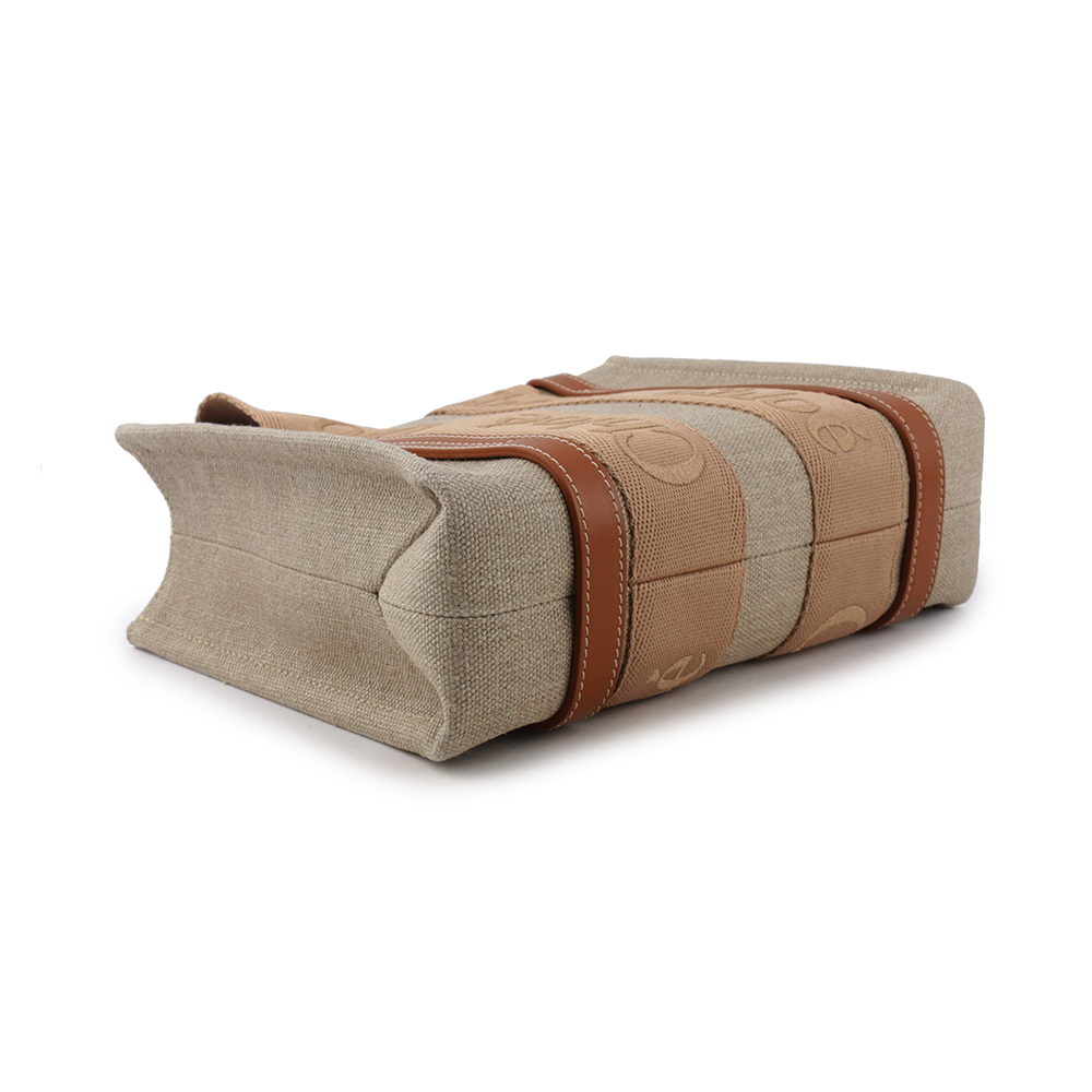 【CHLOE'】Woody 帆布拼牛皮手提/斜背二用托特包(小)(奶茶色) CHC23AS397L17 275