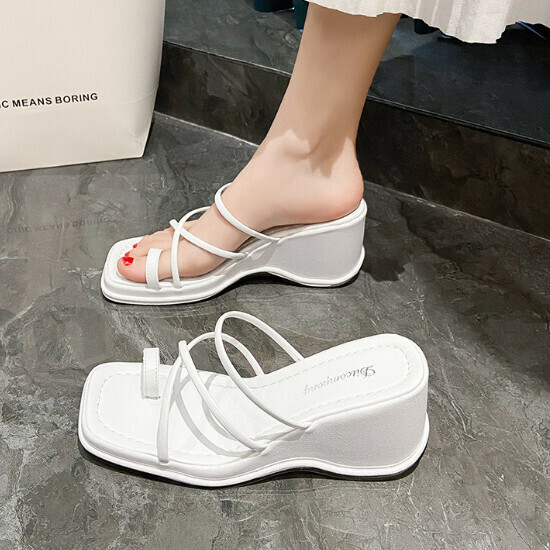 熱賣厚底增高拖鞋【白色】【35-39碼】（下單後請聯絡客服確認發貨尺碼）