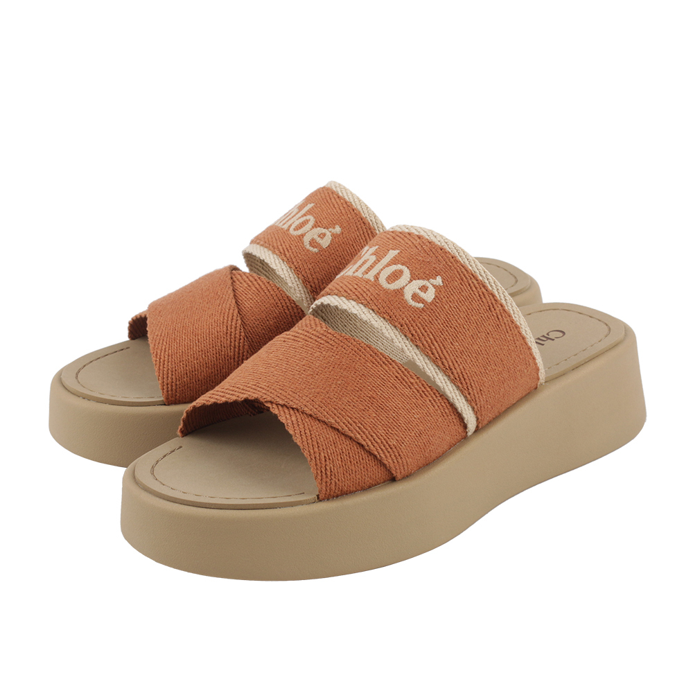 【CHLOE'】MILA SLIDE 亞麻厚底拖鞋36/37/38/39(棕色) CHC24S00QHL 238