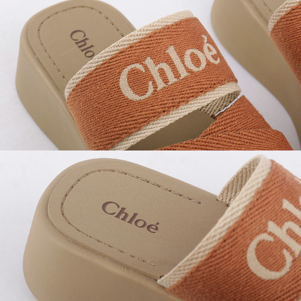 【CHLOE'】MILA SLIDE 亞麻厚底拖鞋36/37/38/39(棕色) CHC24S00QHL 238