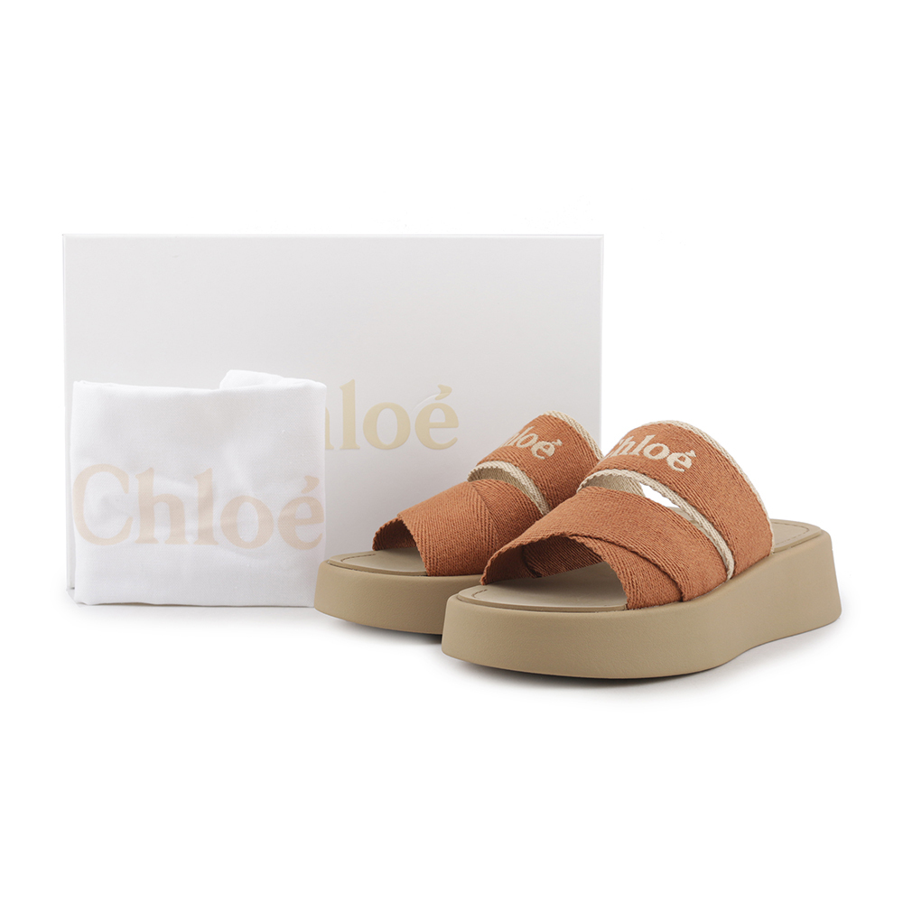 【CHLOE'】MILA SLIDE 亞麻厚底拖鞋36/37/38/39(棕色) CHC24S00QHL 238