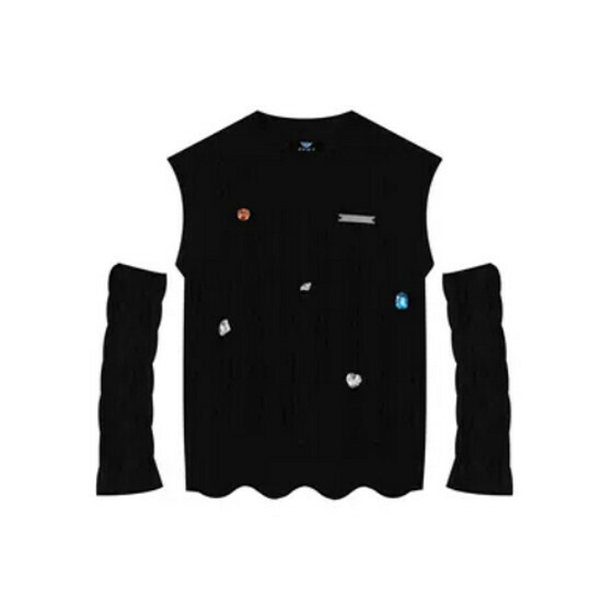 Hot selling cut-sleeve short vest sweater [Black] [S-L size] (please contact customer service to confirm the delivery size after placing the order)