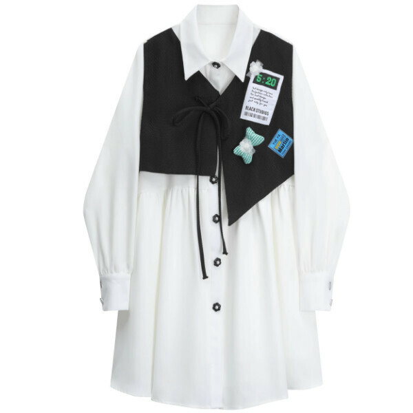 熱賣假兩件連衣裙(拼色)(S-L碼)(下單後聯絡客服確認發貨尺碼)