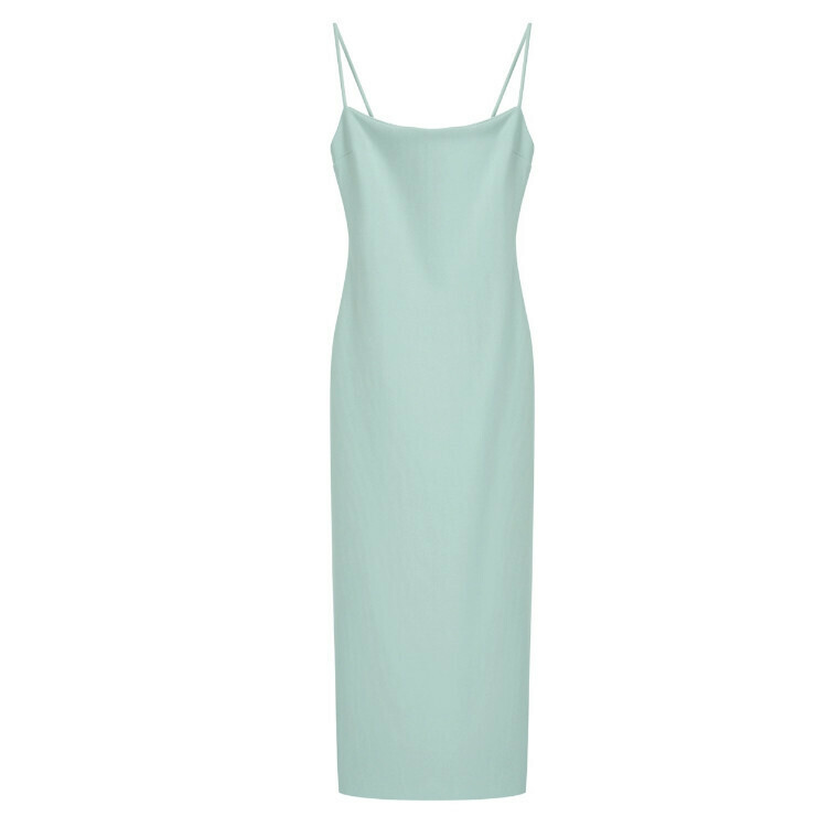 Hot selling minimalist suspender dress (dark bean green) (S-XL size) (contact customer service after placing the order to confirm the delivery size)