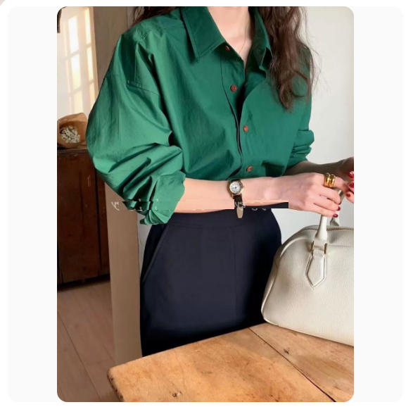 Long Sleeve Shirt (Retro Green Size: S-3XL) (Please contact customer service to confirm the shipping size after placing an order)