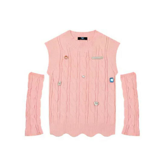 Hot selling cut-sleeve short vest sweater [pink] [size S-L] (please contact customer service to confirm the delivery size after placing the order)