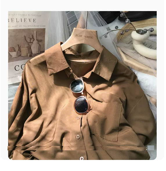 Long sleeve net shirt (brown size: S-3XL) (please contact customer service to confirm the shipping size after placing an order)