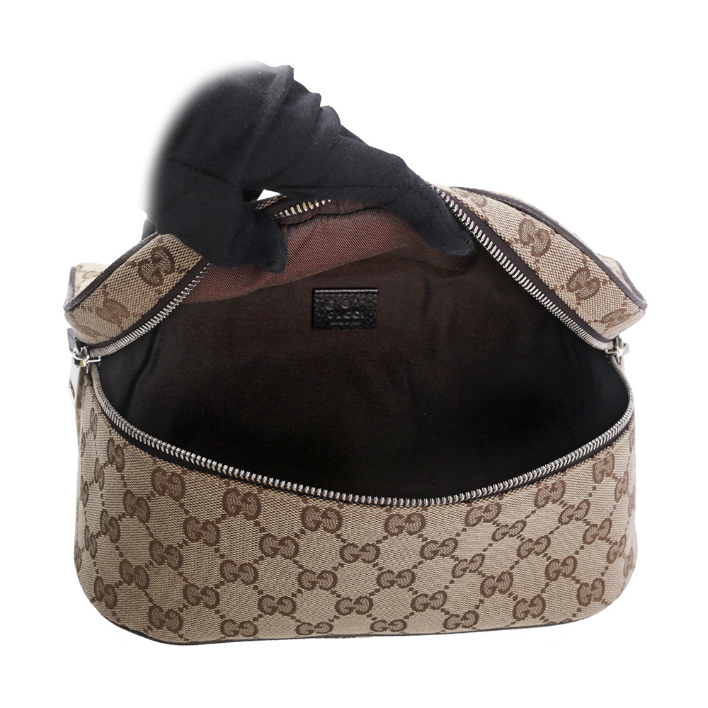 【GUCCI】GG Logo 緹花布及皮革腰包/胸口包(咖啡色) 630915 KY9KN 9886