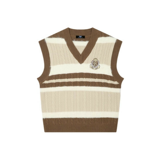 Hot selling color block vest sweater sleeveless sweater [khaki] [M-XL size] (please contact customer service to confirm the delivery size after placing the order)