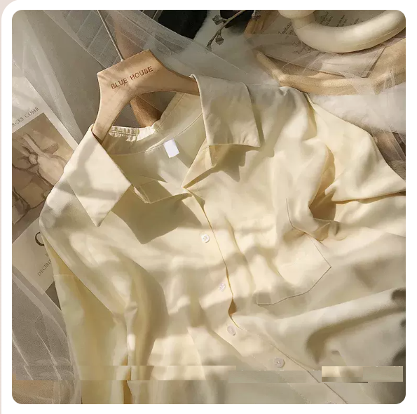 Long Sleeve Net Shirt (Milk Apricot Size: S-3XL) (Please contact customer service to confirm the shipping size after placing an order)