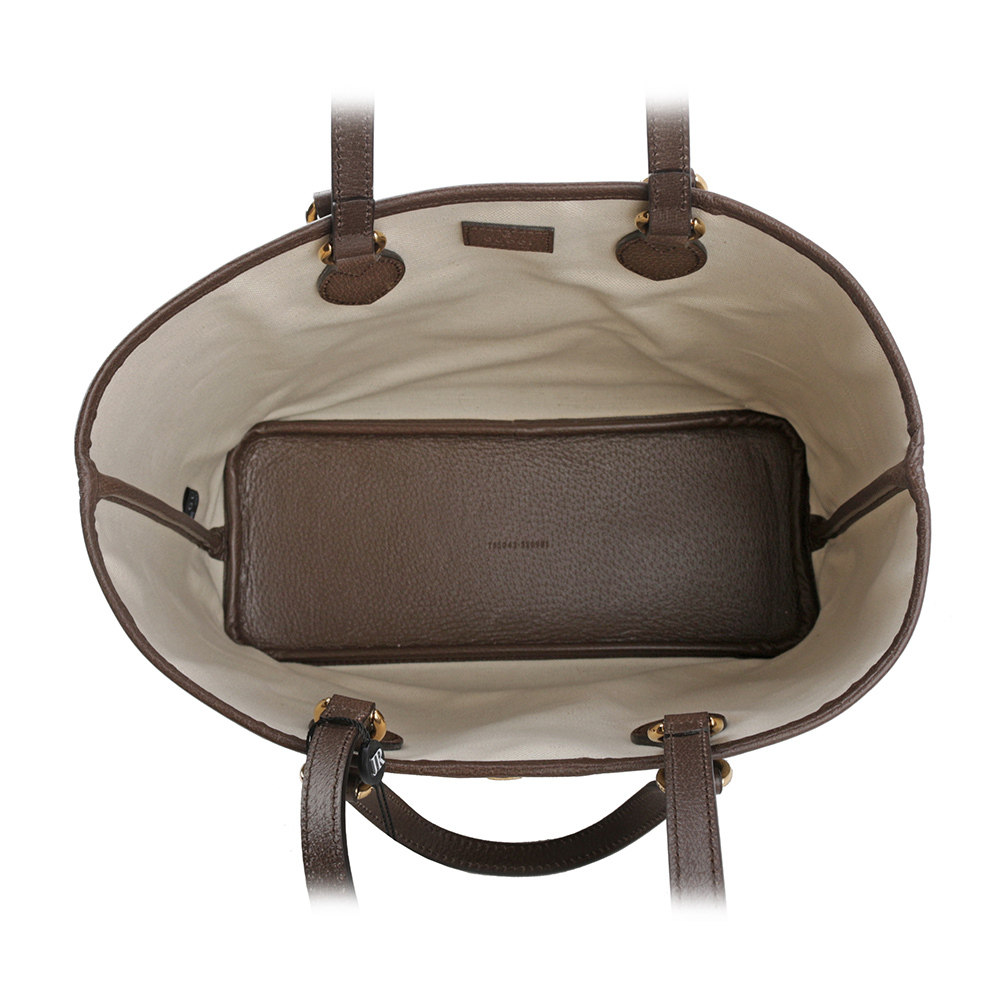 【GUCCI】Ophidia GG 塗層帆布迷你手提/肩背二用托特包(米色/烏木色) 765043 K9GSG 8358