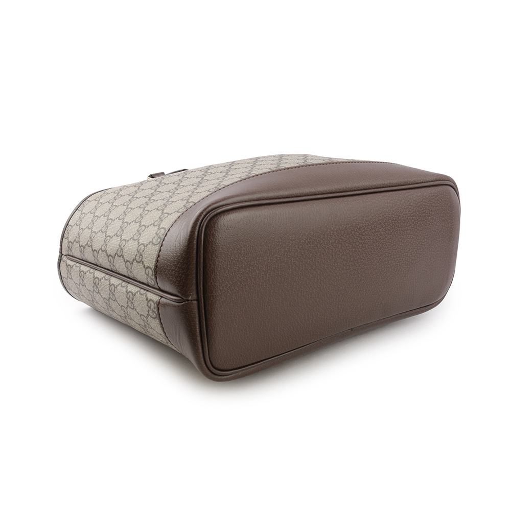 【GUCCI】Ophidia GG 塗層帆布迷你手提/肩背二用托特包(米色/烏木色) 765043 K9GSG 8358