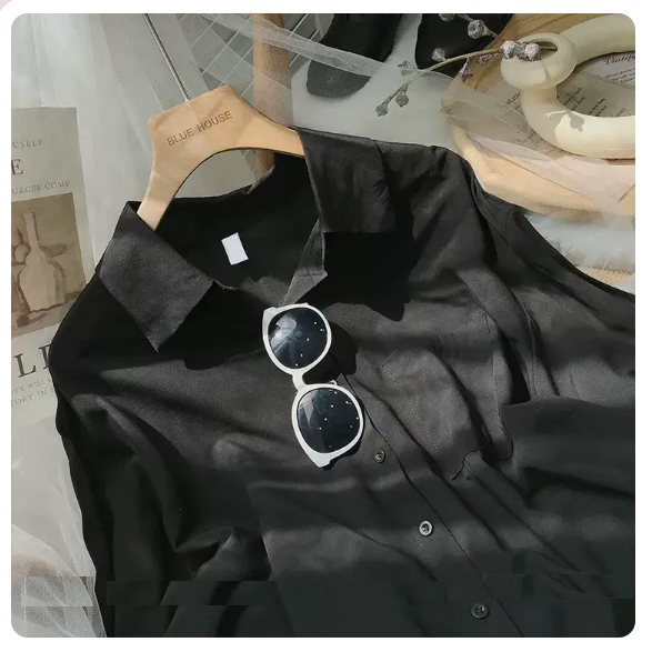 Long Sleeve Net Shirt (Black Size: S-3XL) (Please contact customer service to confirm the shipping size after placing an order)