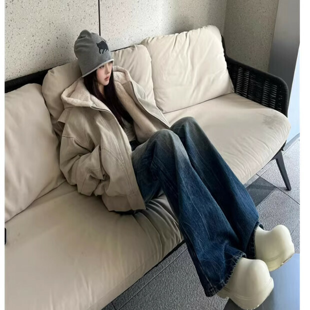 Hot Selling Velvet Thickened Hooded Jacket [Khaki] Sizes [S-XL] [Please contact customer service to confirm the delivery size after placing the order]