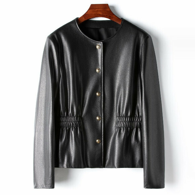 熱賣圓領短款綿羊皮外套(M-2XL碼)(黑色)(下單後聯絡客服確認發貨尺碼)