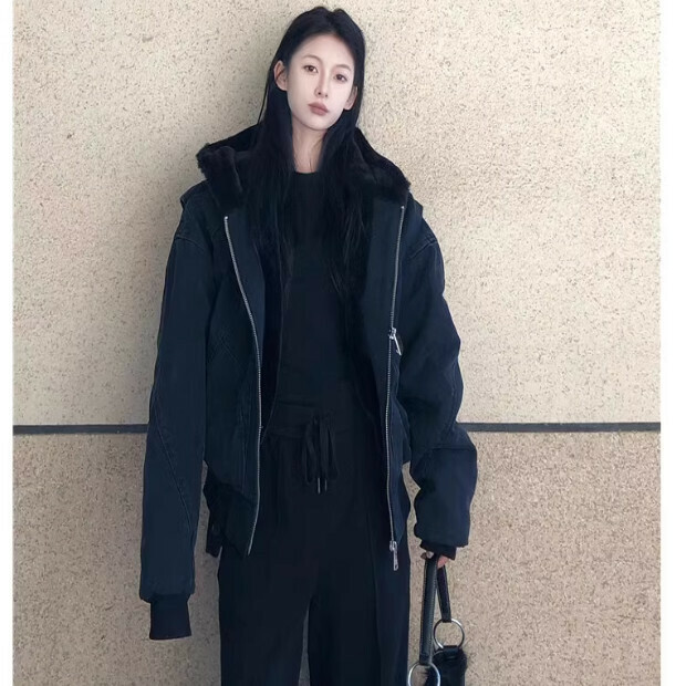 Hot Selling Velvet Thickened Hooded Jacket [Black] Sizes [S-XL] [Please contact customer service to confirm the delivery size after placing the order]