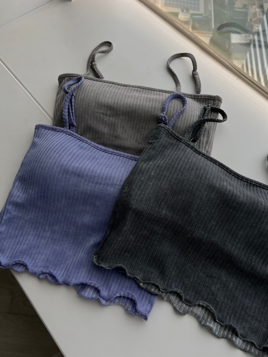 正韓-水洗感螺紋細肩背心*3色