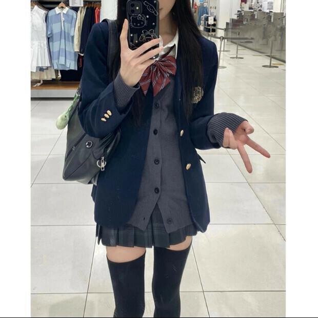 Hot Selling College Style Blazer [Dark Navy] Sizes [S-XL] [Please contact customer service to confirm the shipping size after placing the order]