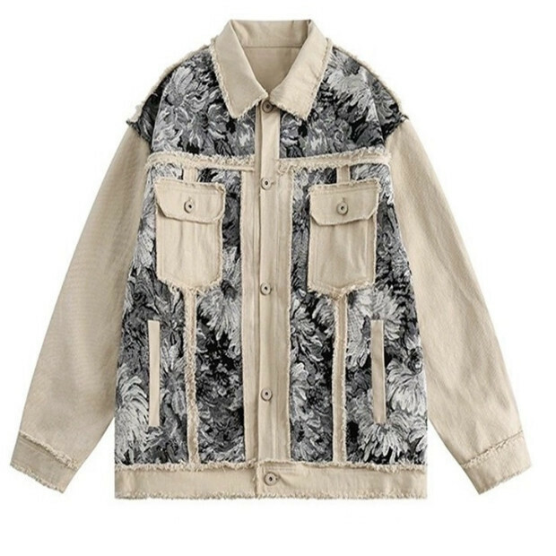 Hot Selling Spliced ​​Denim Jacket [Khaki] Sizes [S-XL] [Please contact customer service to confirm the delivery size after placing the order]