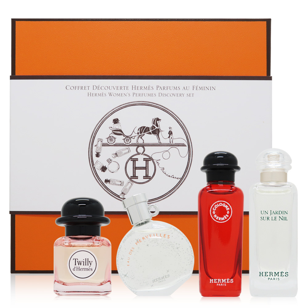 [全新拍照拆封膜]  Hermes 愛馬仕 小香禮盒組 7.5mlx4入 (Twilly,橘彩星光,尼羅河,緋紅火參) 效期至2027.08