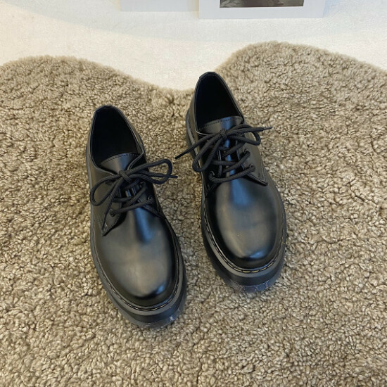 熱賣系帶小皮鞋單鞋【啞黑色】【35-39碼】（下單後請聯絡客服確認發貨尺碼）