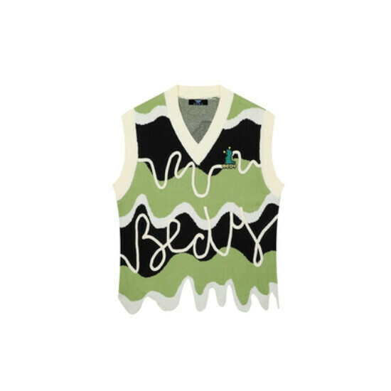 Hot selling wavy knitted vest sleeveless sweater [green] [M-XL size] (please contact customer service to confirm the delivery size after placing the order)