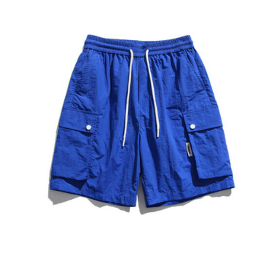 激抵寬鬆直筒休閒中褲（克萊因藍）【S-2XL碼】【下單後聯絡客服確認發貨尺碼】