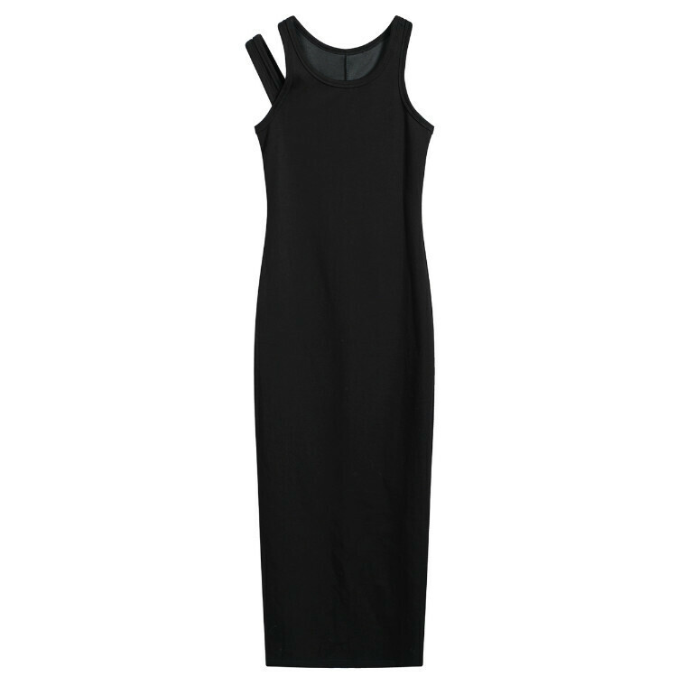 Hot selling threaded camisole long skirt (black) (S-L size) (contact customer service after placing the order to confirm the delivery size)
