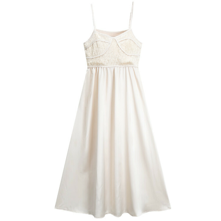 Hot selling suspender patchwork dress (ivory rice) (S/M size) (contact customer service after placing the order to confirm the delivery size)