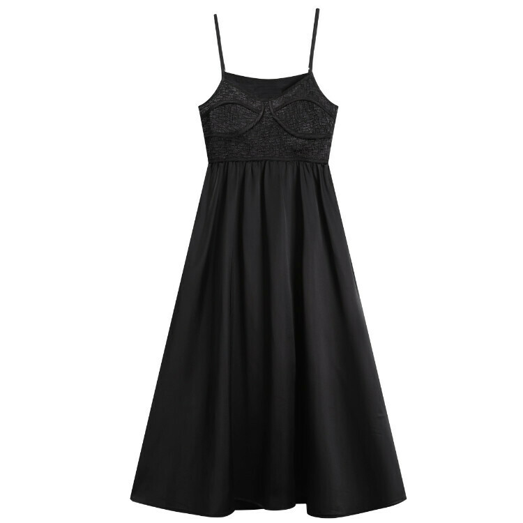 Hot selling suspender patchwork dress (black) (S/M size) (contact customer service after placing the order to confirm the delivery size)