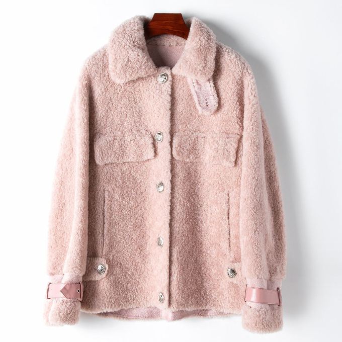 Hot selling sheepskin thermal jacket (L/XL size) (pink) (contact customer service after placing the order to confirm the delivery size)