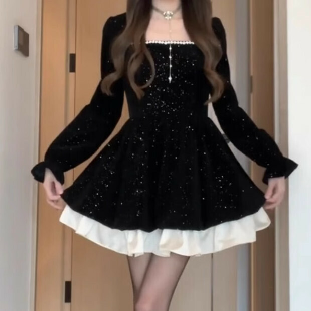 熱賣連衣裙【黑色 短款】尺碼【XS碼—XL碼】【下單後請聯絡客服確認發貨尺碼】