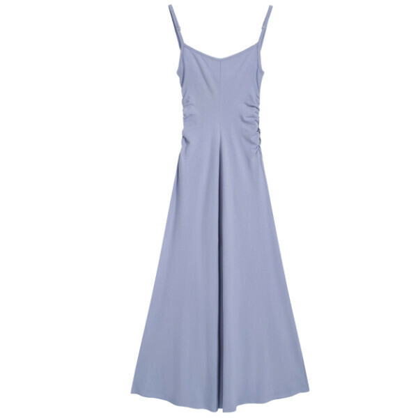 Hot selling pleated suspender fishtail long skirt (purple) (S-L size) (contact customer service after placing the order to confirm the delivery size)