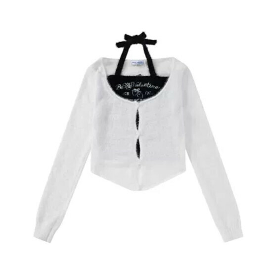 Hot Selling Suspender Fleece Embroidered Sweater Sweater [White] [S-L Size] (Please contact customer service to confirm the delivery size after placing the order)