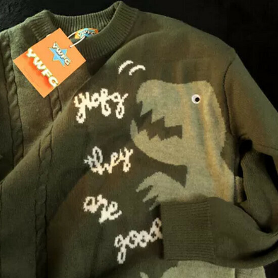 Hot Selling Cartoon Couple Lazy Sweater Sweater [Military Green] [S-XL Size] (Please contact customer service to confirm the delivery size after placing the order)