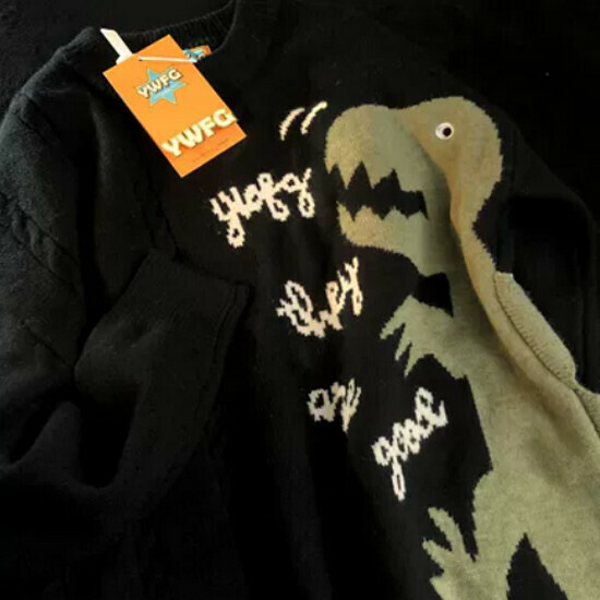 Hot Selling Cartoon Couple Lazy Sweater Sweater [Black] [S-XL] (Please contact customer service to confirm the delivery size after placing the order)