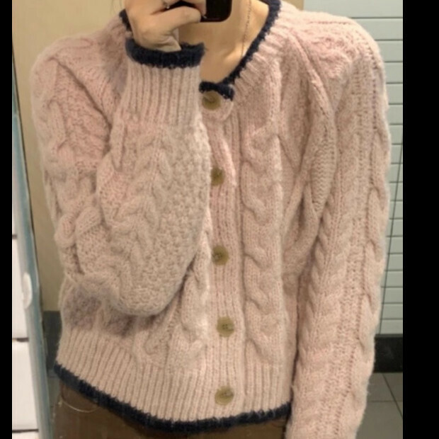 Hot selling twist sweater cardigan [freckles pink] size [S-XL] [please contact customer service to confirm the delivery size after placing the order]