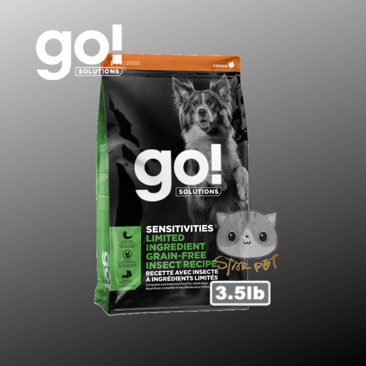 GO! SOLUTIONS™ 低敏美毛系列 無穀物 黑水虻(昆蟲蛋白) 狗糧配方 3.5lb