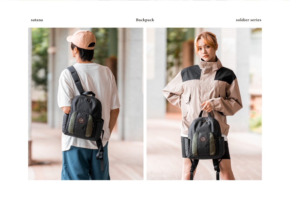 satana EXPLORE 探索生活後背包-軍綠色拼接 SOSE0080-326 女生兩用照