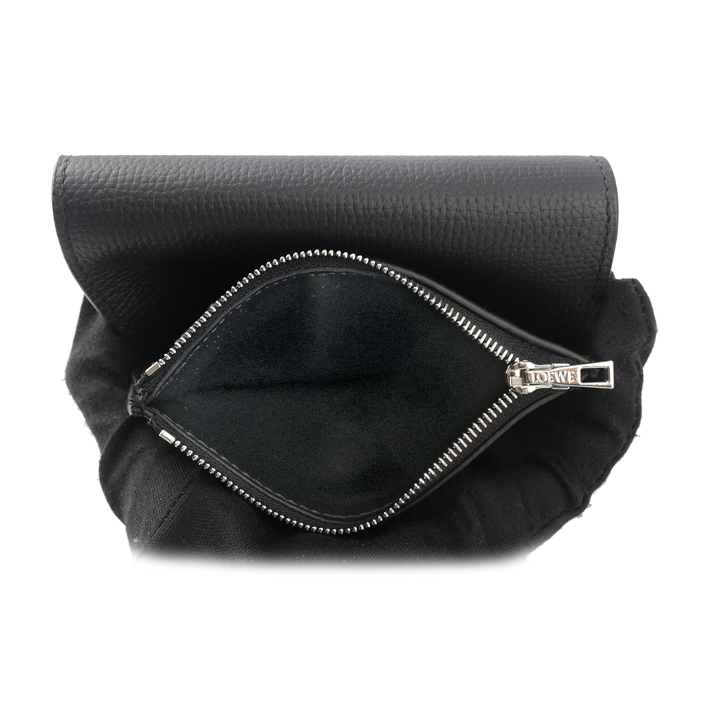 【LOEWE】Anagram 小牛皮釦式直立三折短夾(黑色) C821S33X07 1100