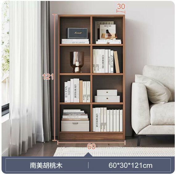 爆款(特價傢具) 格仔櫃 書櫃 文件櫃 玄關地櫃 床頭櫃【8格】60x30x121cm胡桃木色