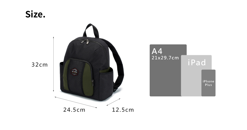 satana EXPLORE 探索生活後背包-軍綠色拼接 SOSE0080-326 尺寸