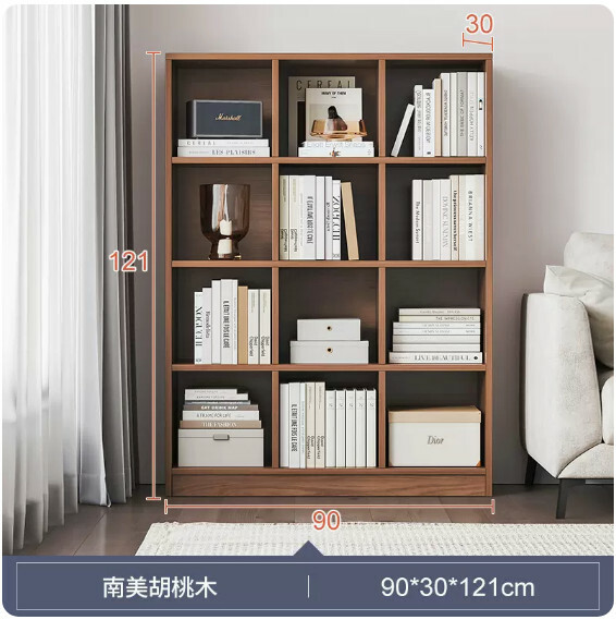 爆款(特價傢具) 格仔櫃 書櫃 文件櫃 玄關地櫃 床頭櫃【12格】90x30x121cm胡桃木色