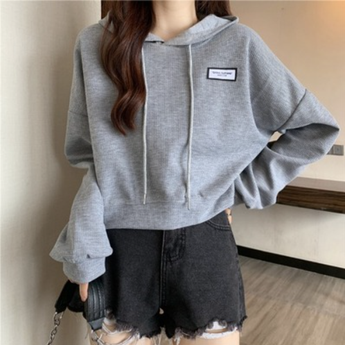 Vintage Sweatshirt Women's Long Sleeve Top (Gray One-size-fits-all)